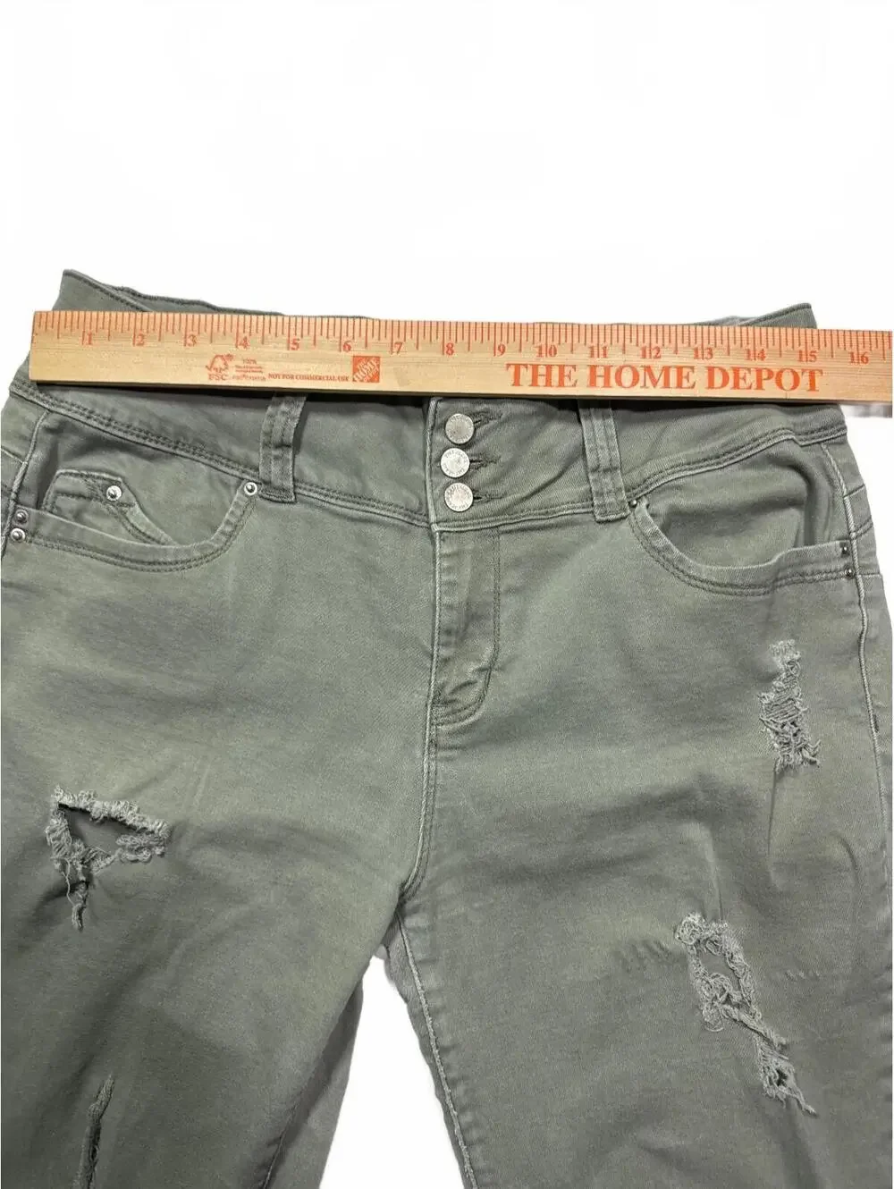 YMI WannaBetaButt? Mid Rise Distressed Green Jeans - Size 13